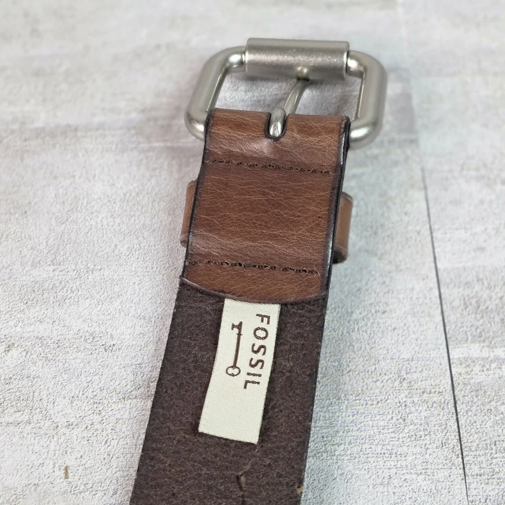 Fossil Brown Genuine Leather Belt Men's Large Style BT3870 44 inch Long